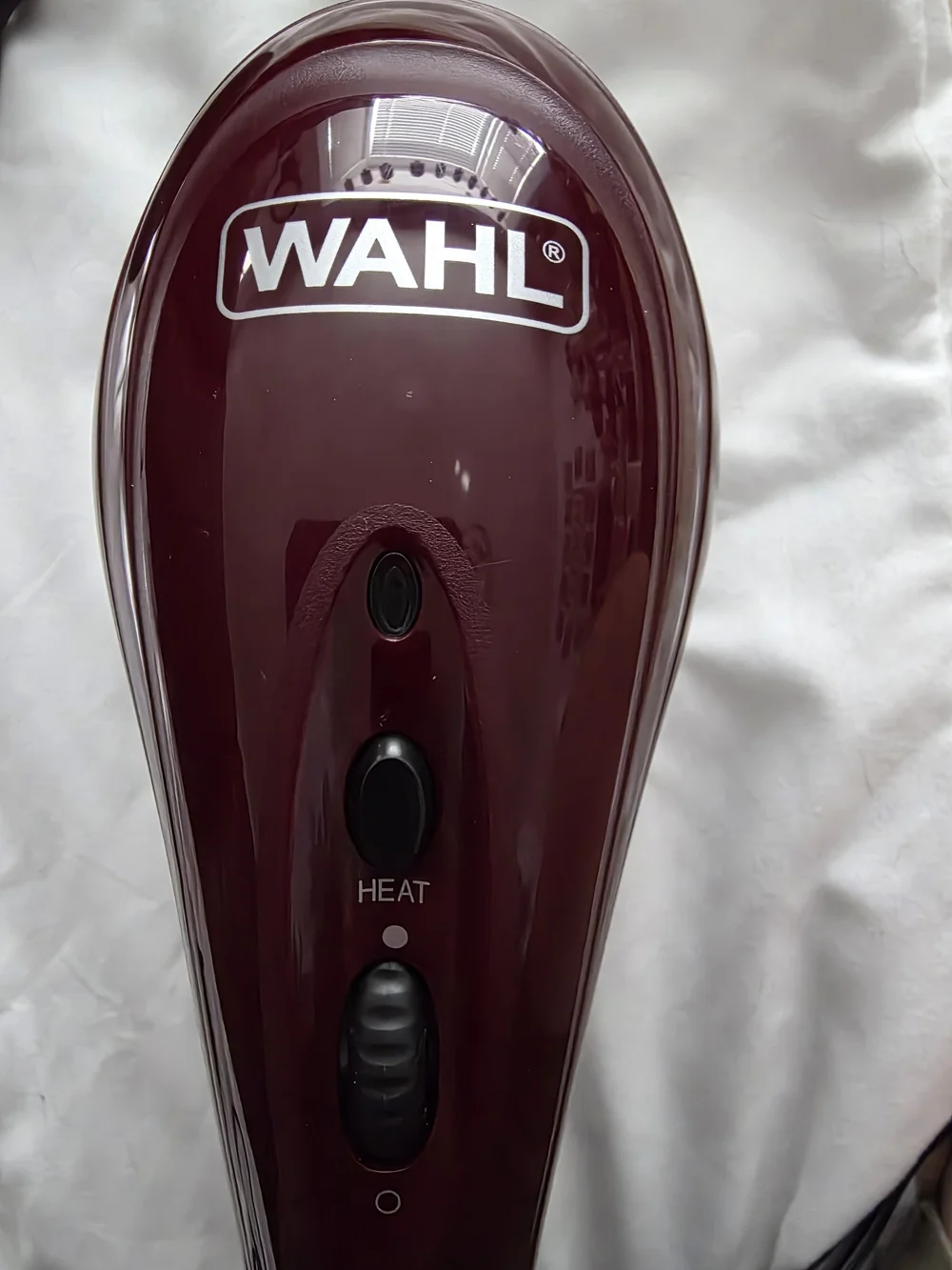 Wahl Corded Handheld Massager in Deep Burgundy with Black Accents
